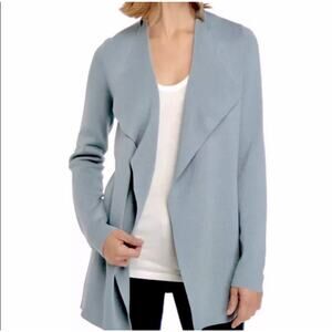 Eileen Fisher Silk Organic Cotton Blend Open Front Knit Cardigan XL Blue